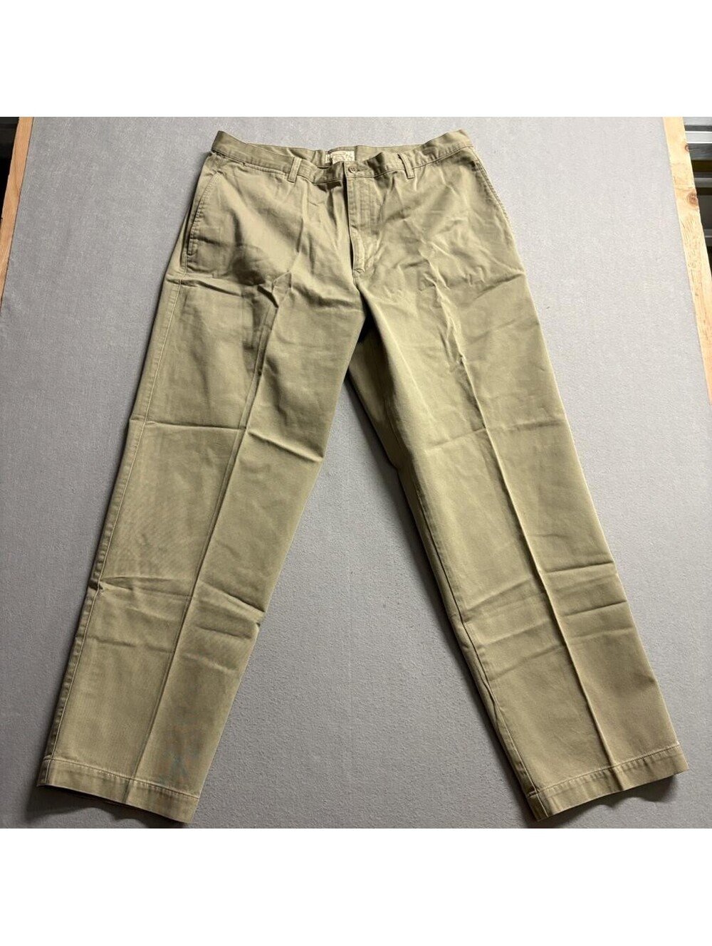 Merona Chino Pants Mens 38x32 Khaki Beige 100% Cotton Flat Front Casual Trousers